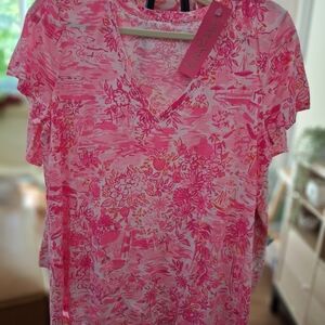 Lilly Pulitzer Vibrant Pink Floral Tee